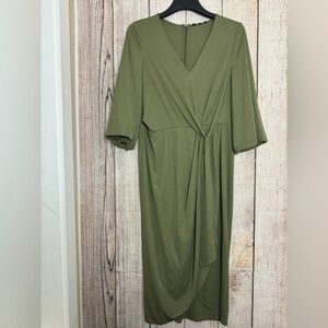 Lauren Ralph Lauren Womens Stretch Jersey Tie Front Midi Dress size 14